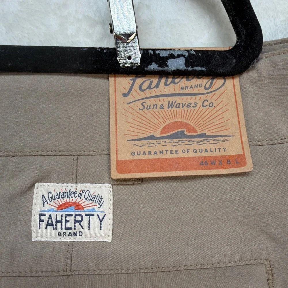 Faherty‎ All Day Shorts Mens 46 Beige Drawstring Stretch Casual Summer 8